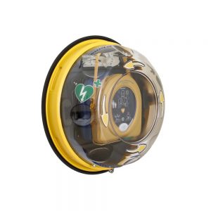 Teca impermeabile Rotaid Solid Plus per defibrillatore, con allarme all'apertura e resistenza UV. Colori disponibili: verde, giallo e trasparente.